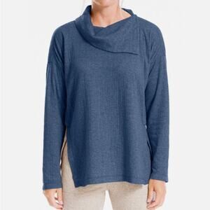 Max studio Size Small Indigo Blue long sleeve Split Neck NEW $88
